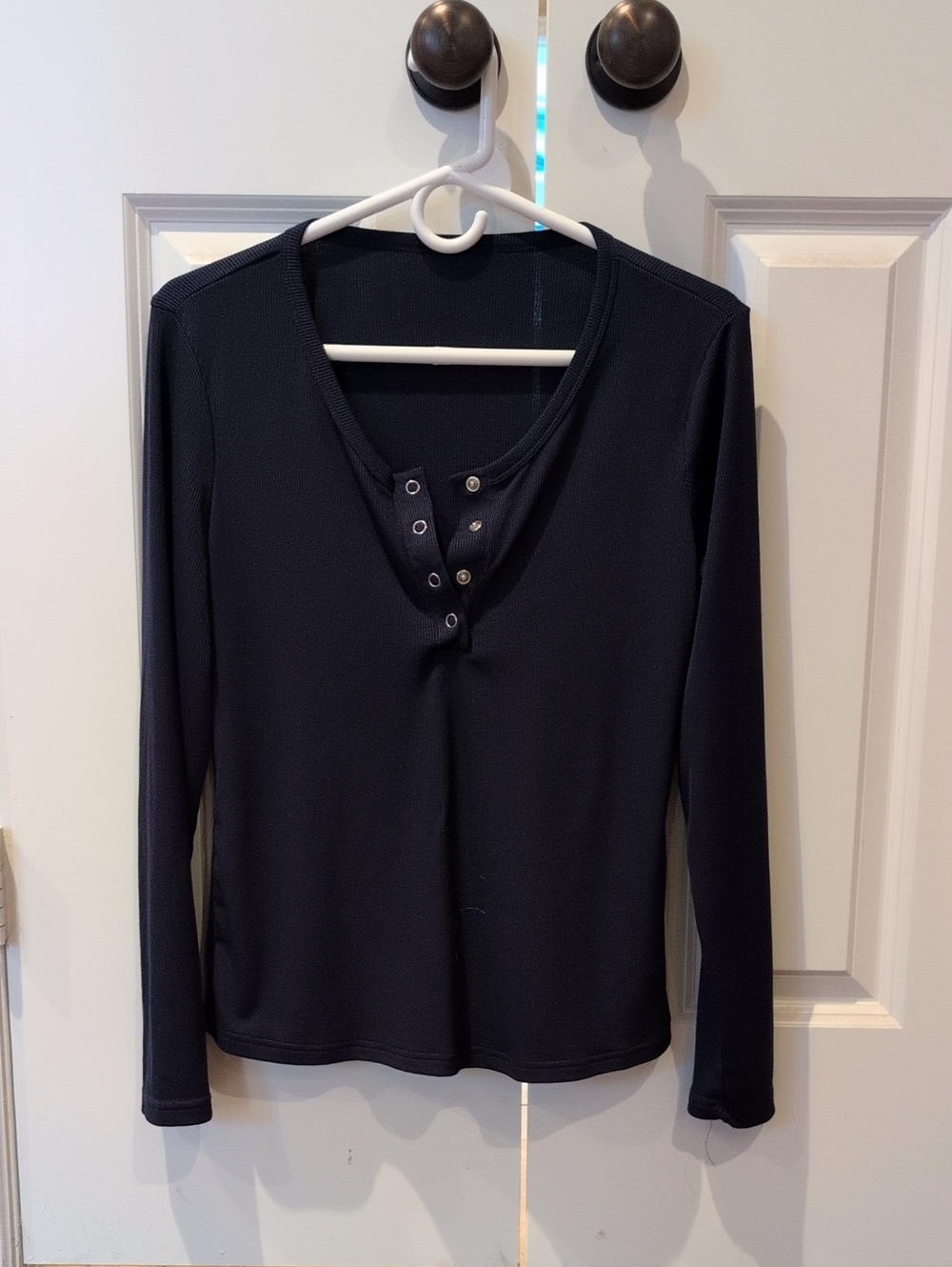 Long Sleeve Henley Top - Navy Blue
